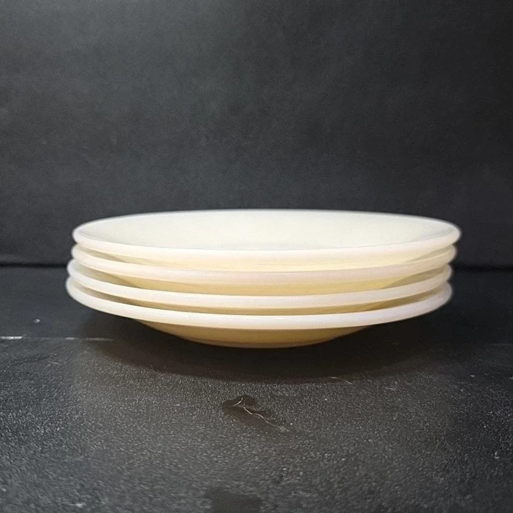 Anchor Hocking Fire King Milk Glass Saucers, Set of 4,‎ Off White Dinnerware